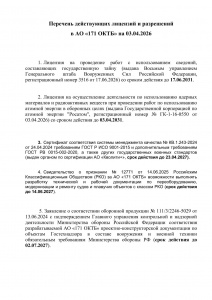 Перечень разрешительных документов